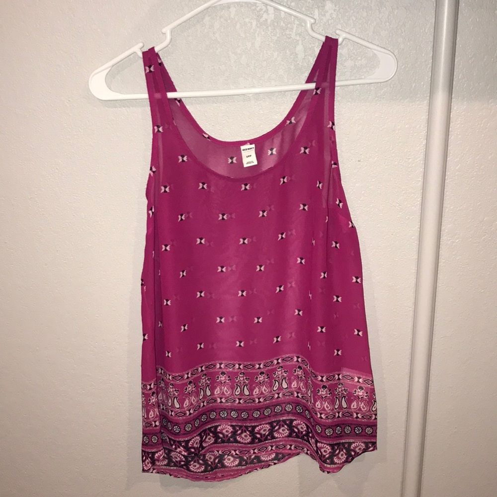Pink patterned tank top